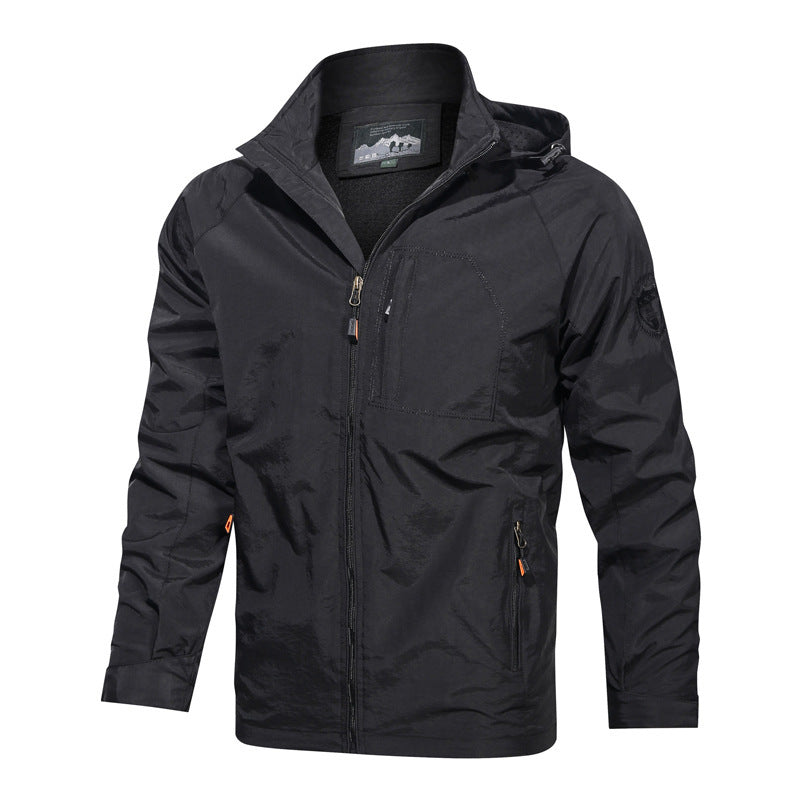 Herren nan leichte wasserabweisende Softshell Outdoorjacke mit Kapuze Brusttasche EB