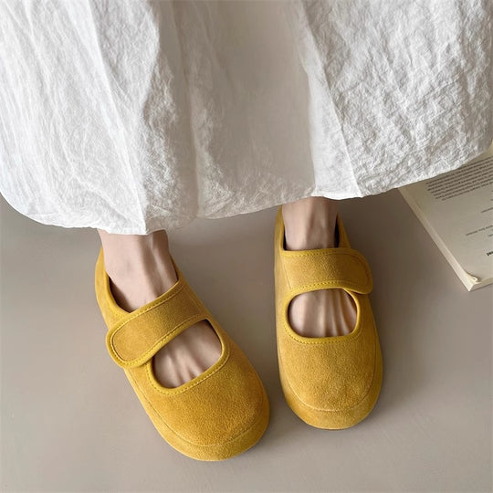 Damen bequeme Slipper mit praktischem Klettverschluss und weicher Sohle EB