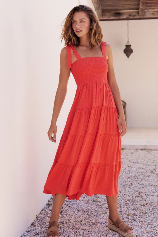 Damen Maxi Kleid mit fließendem Schnitt und verstellbaren Trägern EB
