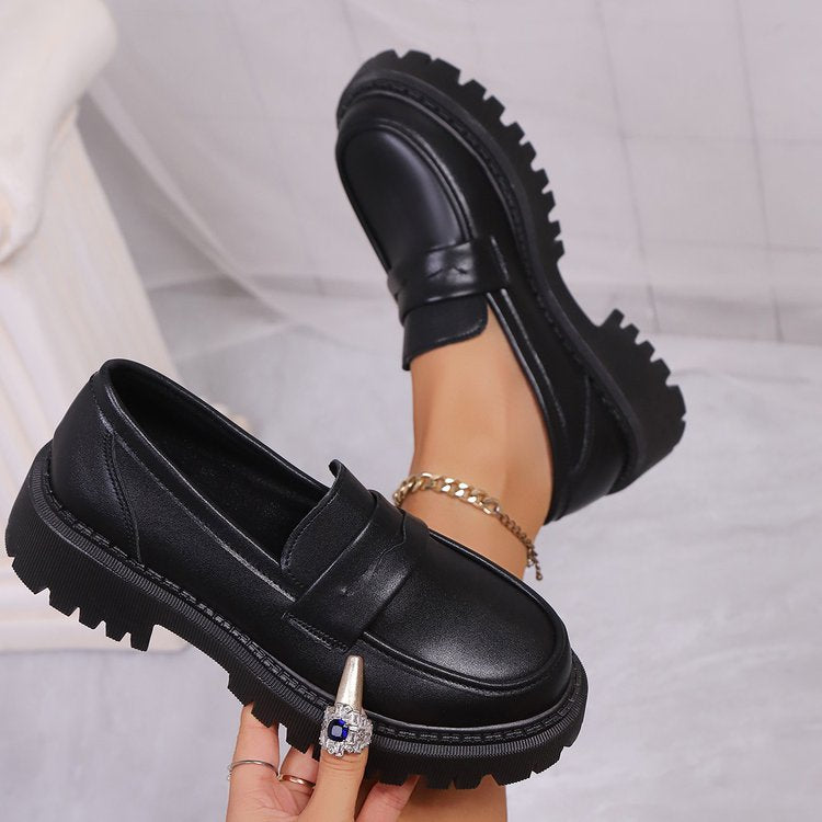 Damen Modische Lacklederschuhe mit robustem Profil EB