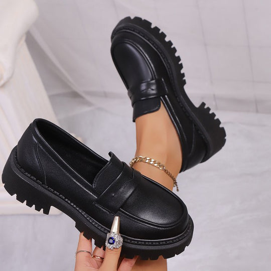 Damen Modische Lacklederschuhe mit robustem Profil EB