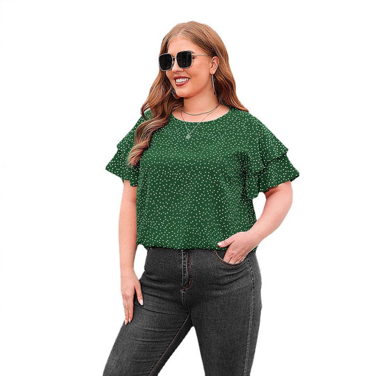 Damen Blusenshirt mit Volants und Punktedesign EB