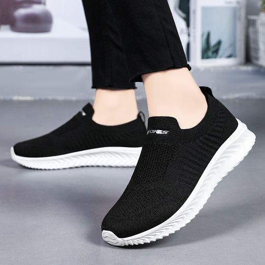 Damen Luftige Slip-On Sneakers mit flexiblem Strickoberteil EB