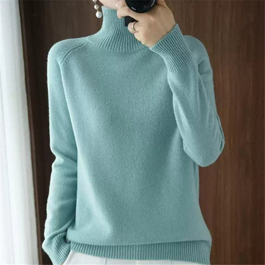 Damen weicher Rollkragenpullover aus feiner Merinowolle EB