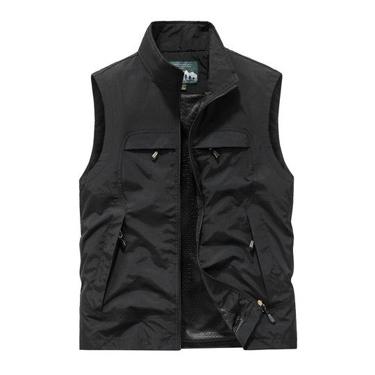 Herren Angler- und Reiseweste mit perforiertem Innenfutter, verdeckten Reißverschlusstaschen und verstellbarem Saum EB