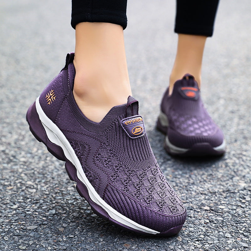 Damen bequeme Slip-On Sneakers mit atmungsaktiver Oberflächenstruktur EB