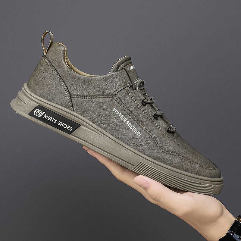 Herren elegante Low-Top Lederoptik City-Sneaker mit verstärkter Zehenkappe und gepolstertem Fersenkragen EB