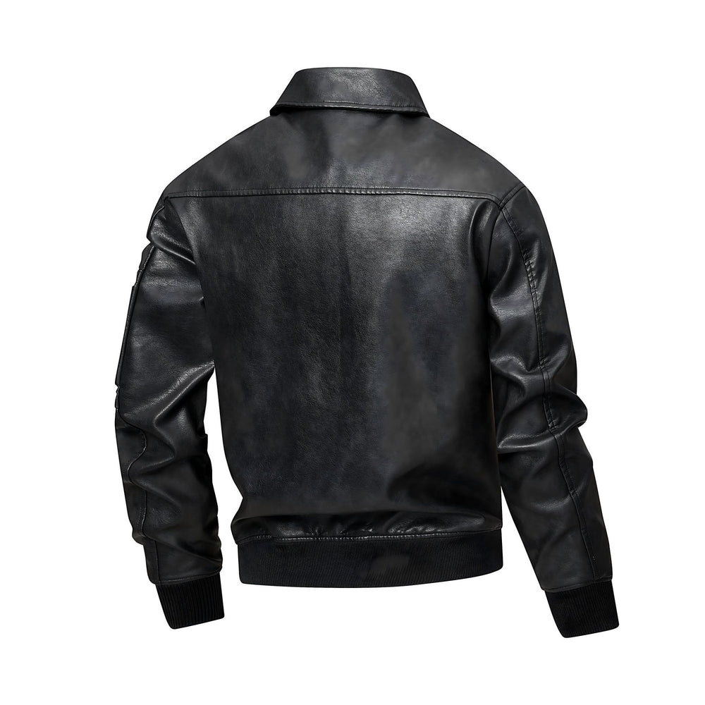 Damen lässige Kunstlederjacke mit praktischen Taschen EB