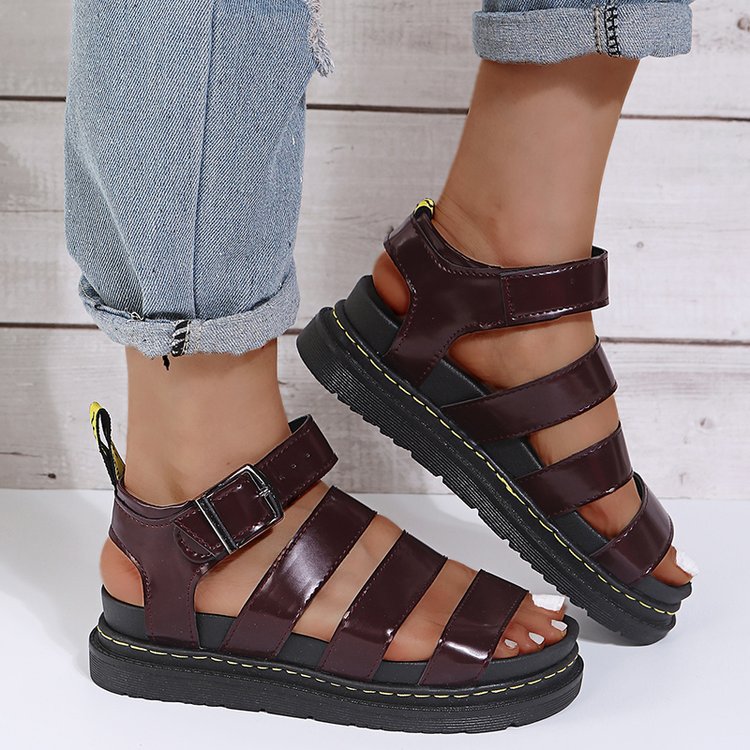 Damen Komfortable Sportliche Sandalen mit Verstellbarem Riemen und Robustem Profil EB