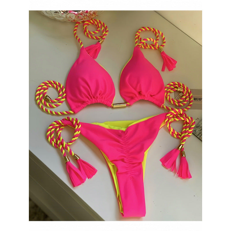 Damen Triangel-Bikini mit verspieltem Trockenband und eleganten Details EB