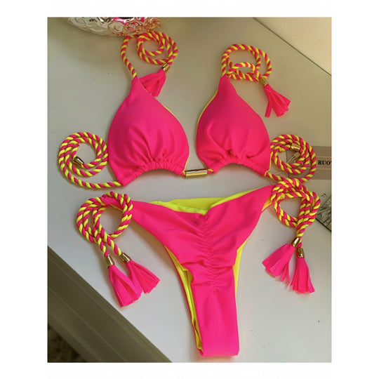 Damen Triangel-Bikini mit verspieltem Trockenband und eleganten Details EB