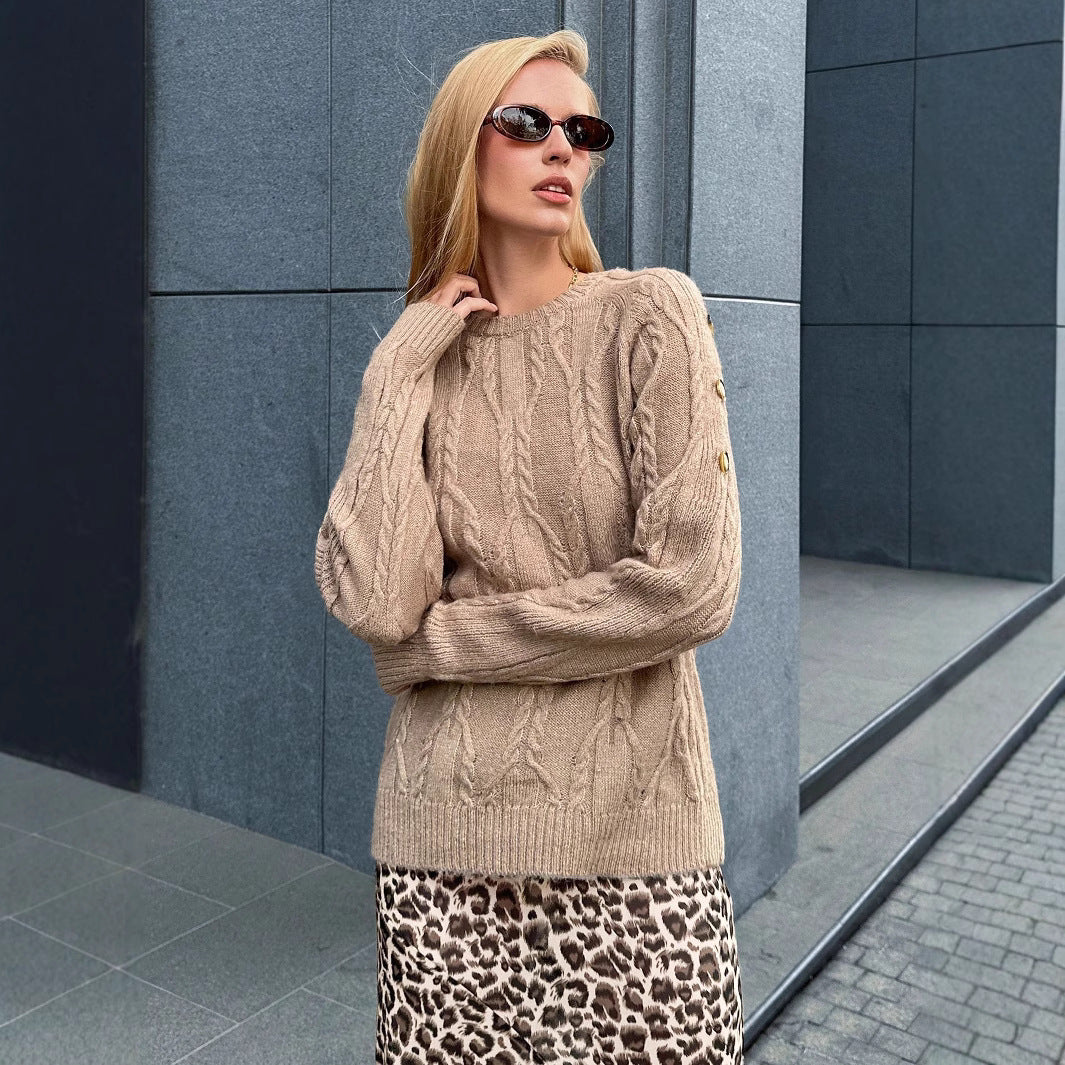 Damen Pullover mit Kabelstrickmuster und lässigem Schnitt EB