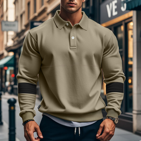 Herren Sportliches Polo-Hoodie mit Kontrastärmel EB