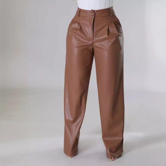 Damen Elegante und stilvolle Kunstlederhose EB