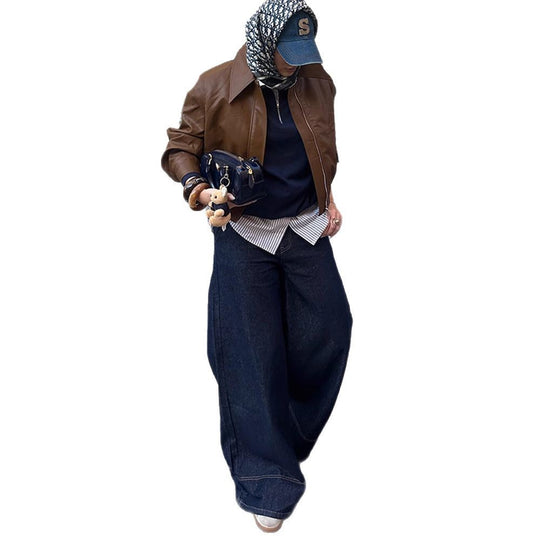 Damen Kunstlederjacke im modernem Cropped-Stil EB