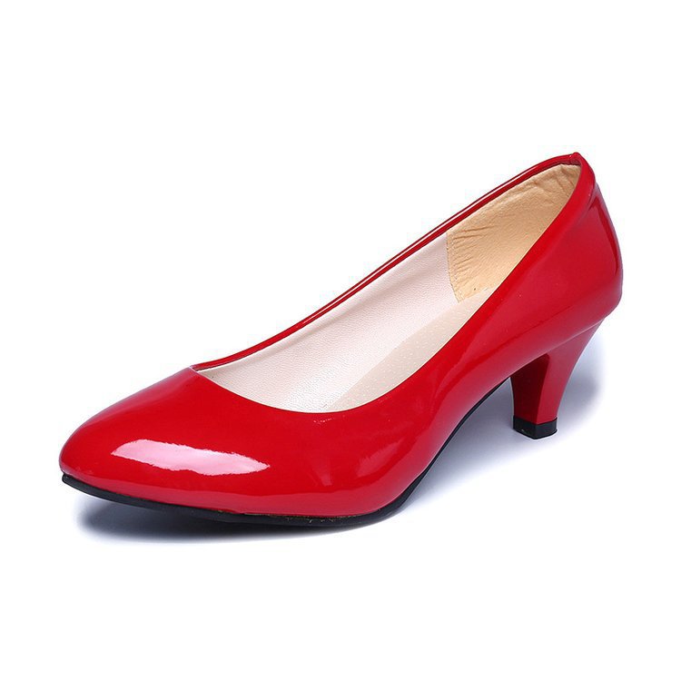 Damen elegante Lackleder-Pumps mit komfortablem Blockabsatz EB