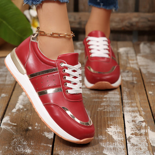 Damen modische Sneaker mit auffälligen metallischen Akzenten EB