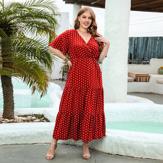 Damen Maxikleid mit trendigem Wickeldesign und feminine Rüschendetails EB
