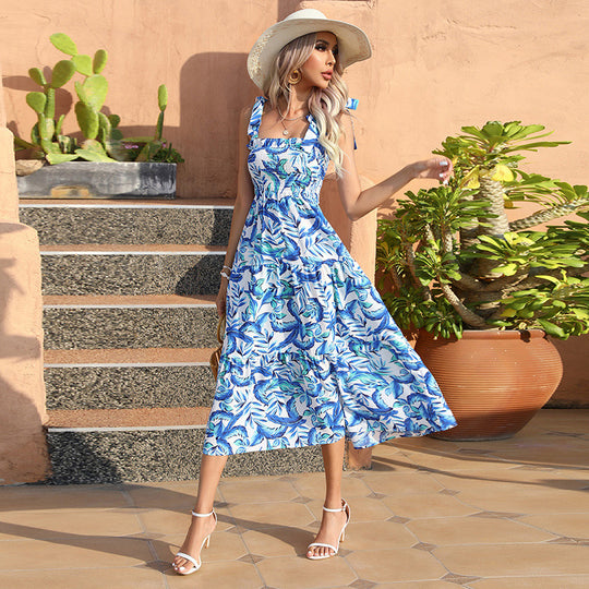 Damen Sommerliches Maxikleid mit tragefreundlichen Schulterbändern und floralem Design EB