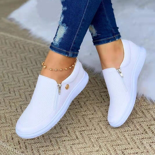 Damen Sneaker mit atmungsaktiver Mesh-Oberfläche und elegantem Reißverschluss EB