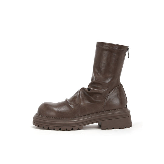Damen Fashion-Stiefel mit breiter Sohle und elegantem Falten-Design EB