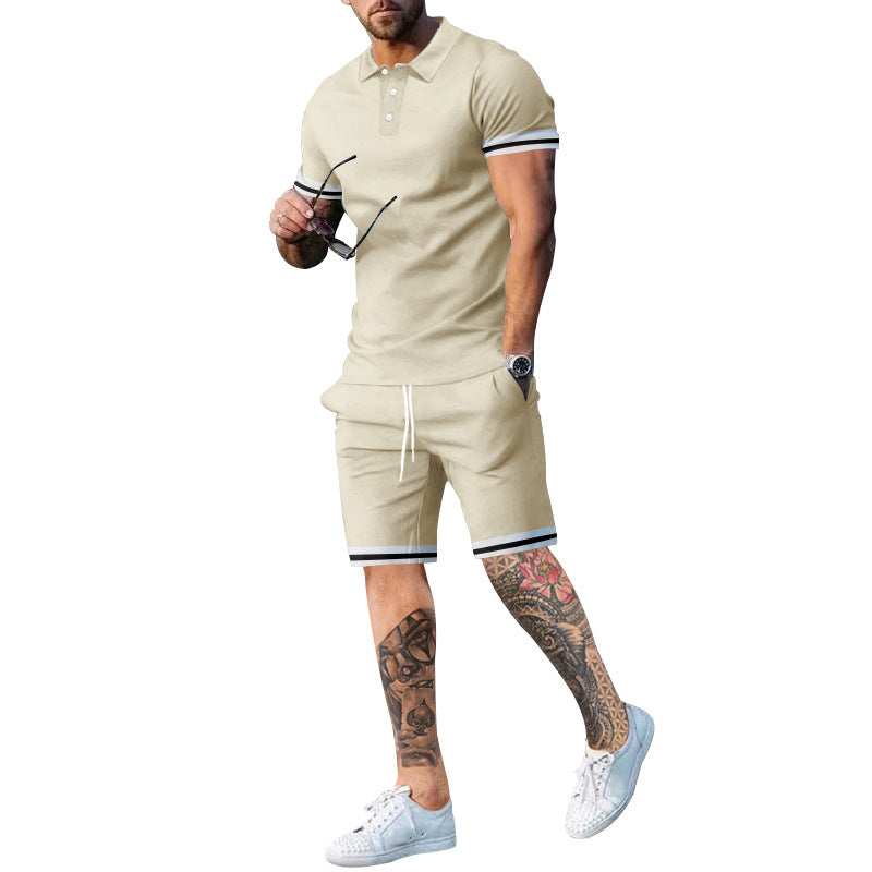 Herren Poloshirt und Shorts-Set mit sportlichen Akzenten EB