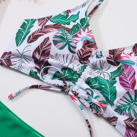 Damen Hochtailliertes Bikini-Set mit floralem Oberteil EB