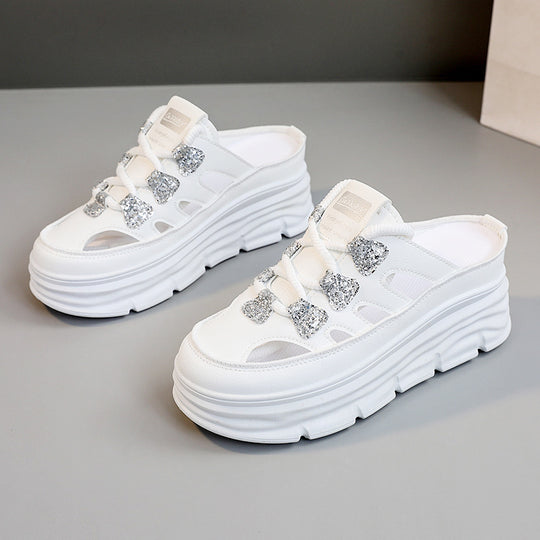Damen Chunky Slip-On Sneakers mit funkelnden Akzenten und bequemer Dämpfung EB