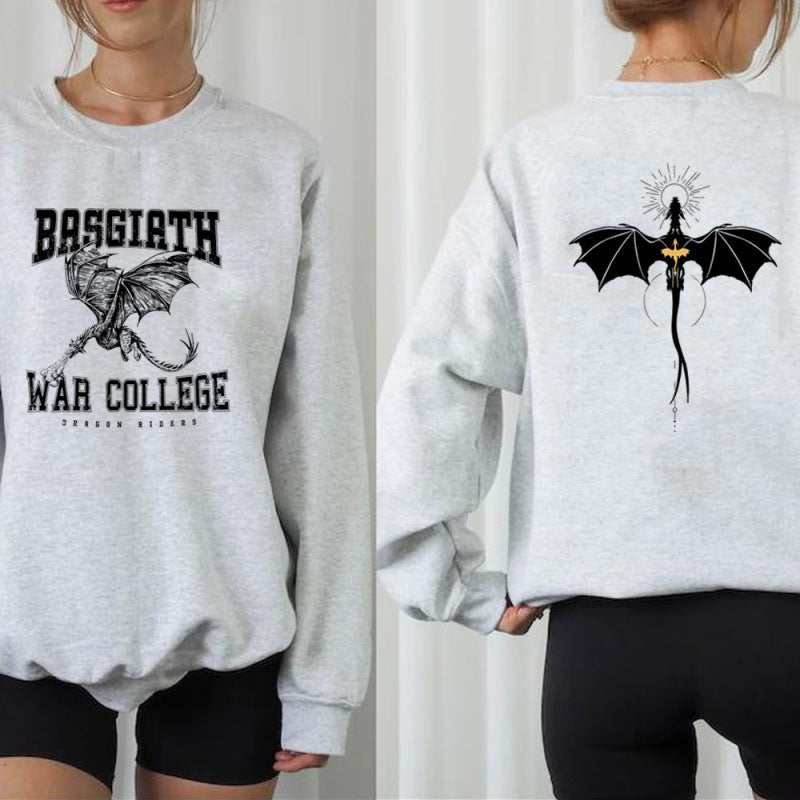 Damen Sweatshirt mit kreativem Drachenmotiv und einzigartigem College-Design EB