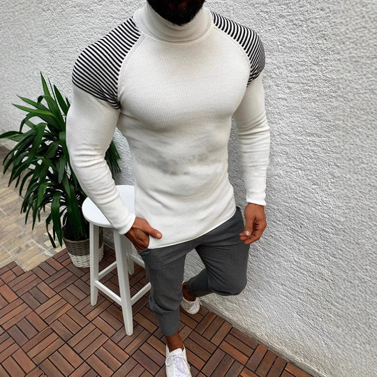 Herren Hochwertiger Funktionspullover mit modischem Stehkragen und strukturiertem Design EB