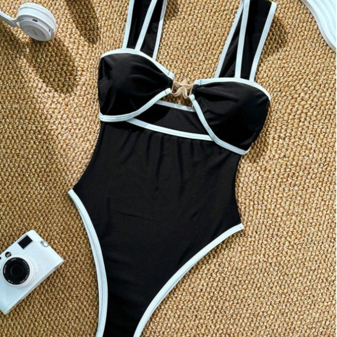 Damen Eleganter Einteiler Badeanzug mit kunstvollen Cut-Out-Details EB