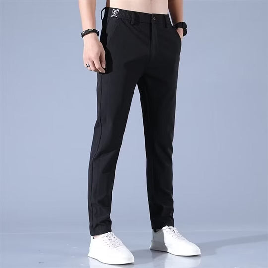 Herren moderne sportliche Chino-Hose mit elastischem Bund und funktionalen Taschen EB