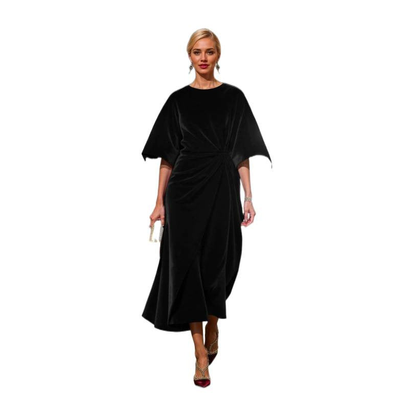 Damen Abendkleid im eleganten Samt-Design mit voluminösen Ärmeln und taillierter Silhouette EB