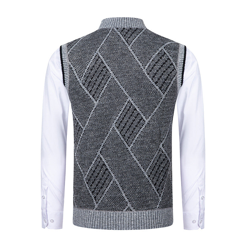 Herren nan elegante Strickweste mit Reißverschluss und Stehkragen EB