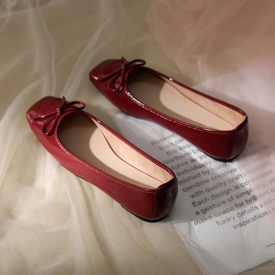 Damen elegante Ballerinas mit dekorativer Schleifenverzierung EB