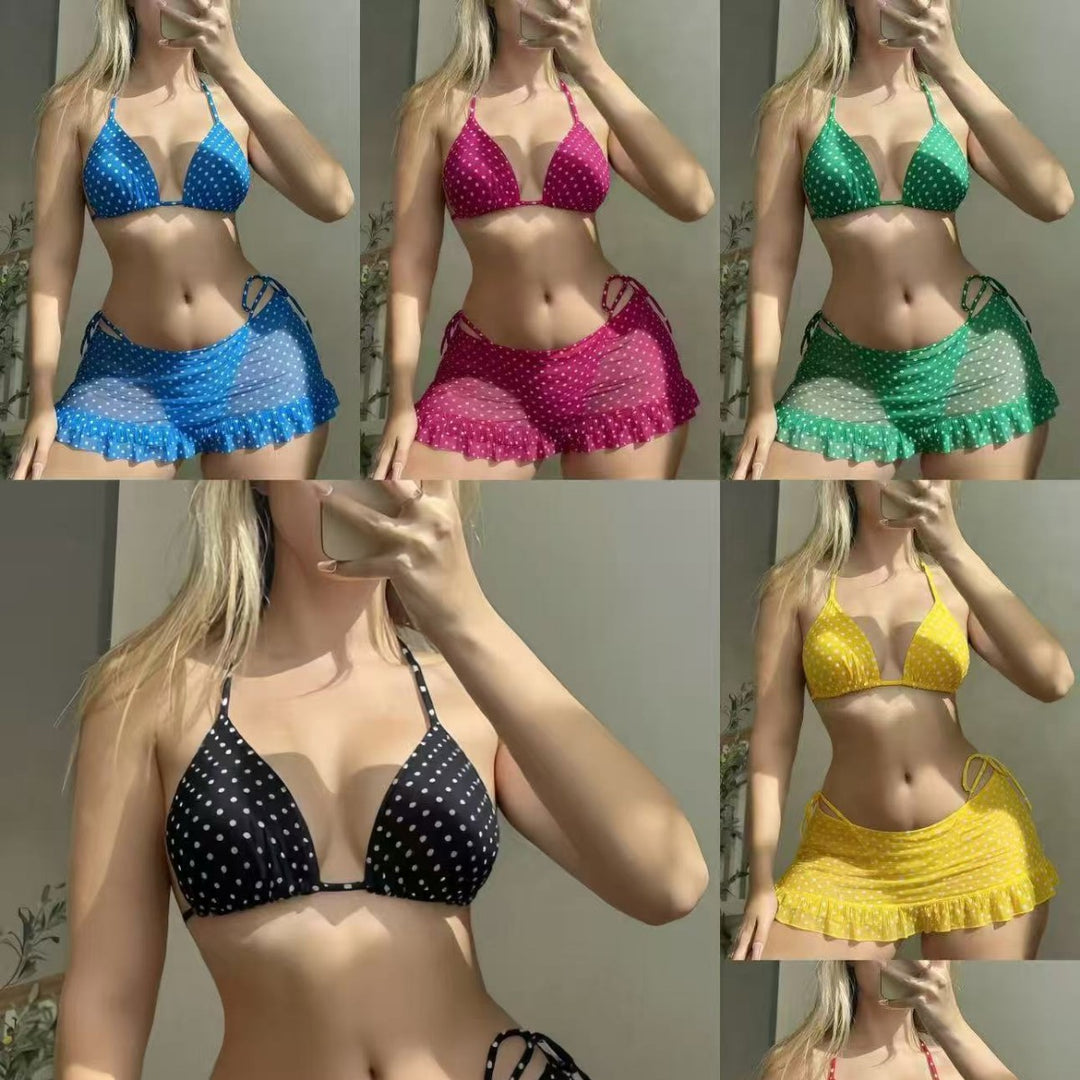 Damen Triangel-Bikini mit Rüschenshorts EB