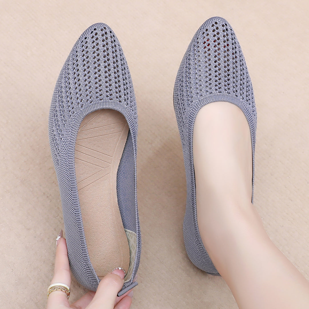 Damen Atmungsaktive Ballerinas mit elastischem Strickdesign EB