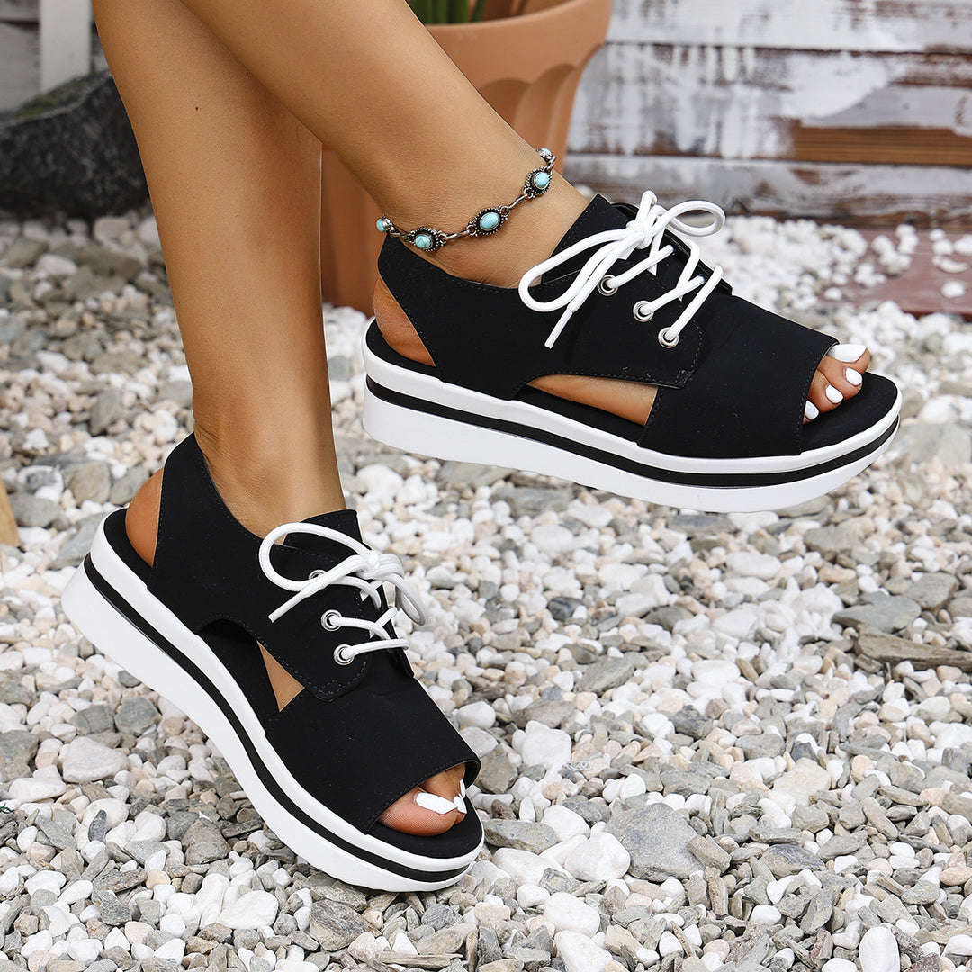 Damen Sportliche Sneaker-Sandalen mit offenem Zehenbereich und modischem Obermaterial EB