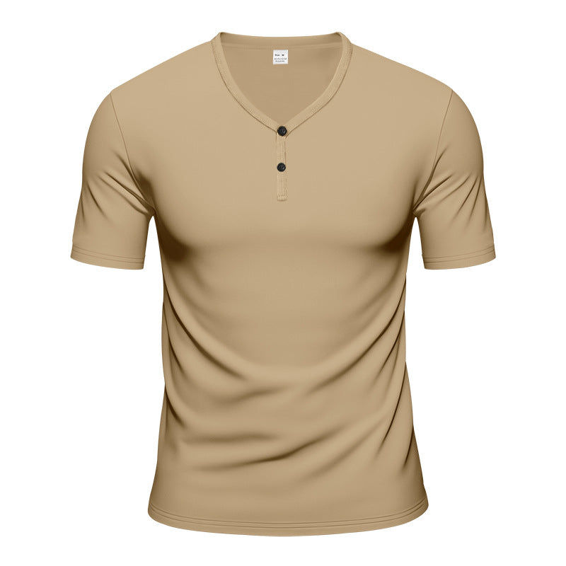 Herren Kurzarm Henley-T-Shirt mit atmungsaktiver Struktur EB