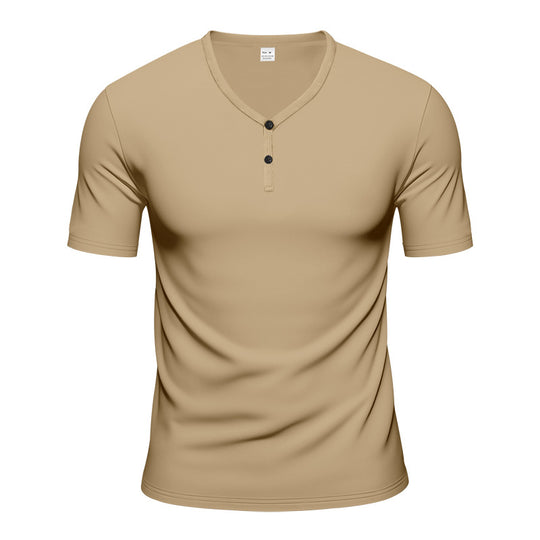 Herren Kurzarm Henley-T-Shirt mit atmungsaktiver Struktur EB