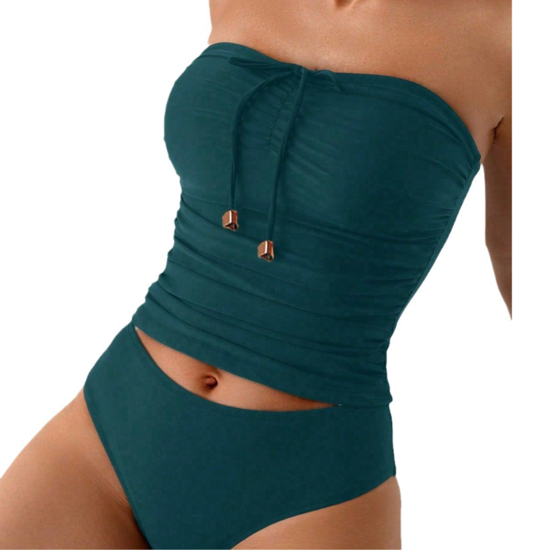 Damen Bandeau-Bikini mit Raffung und Cut-Out-Design EB