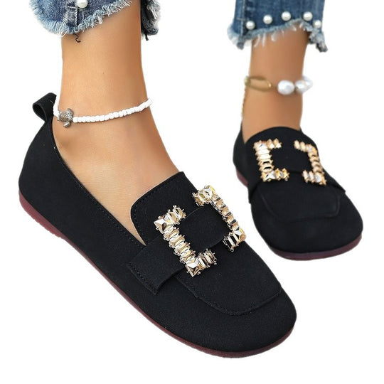 Damen elegante Mokassins mit funkelndem Schmuckdetail EB