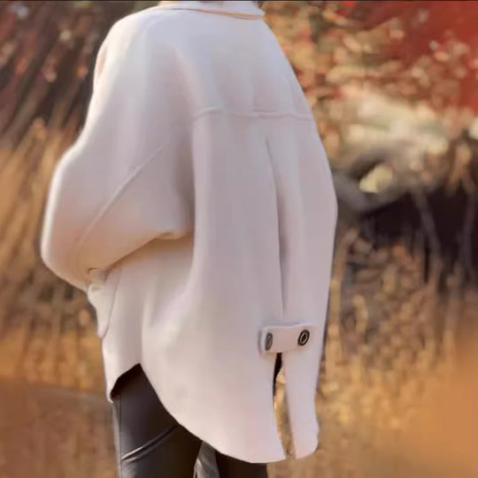Damen Übergangsjacke mit großem Kragen und praktischen Taschen EB