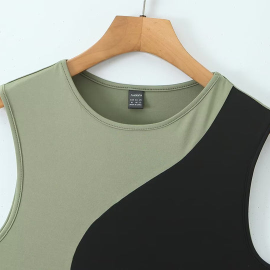Damen ärmelloses Kleid mit innovativem asymmetrischem Design EB
