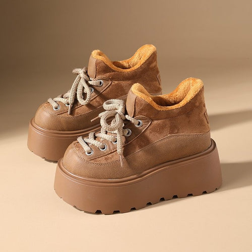 Damen Modische Plateausneaker mit robustem Obermaterial und hochgezogenem Schaft EB