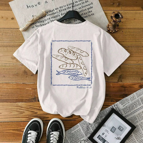 Damen Kurzarm T-Shirt mit kreativem Fischnetz-Motiv EB