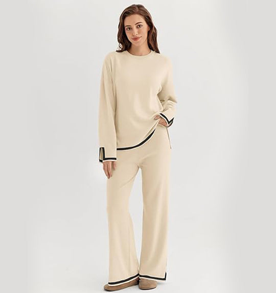 Damen modisches Lounge-Set mit weitem Schnitt und Kontrastbündchen EB
