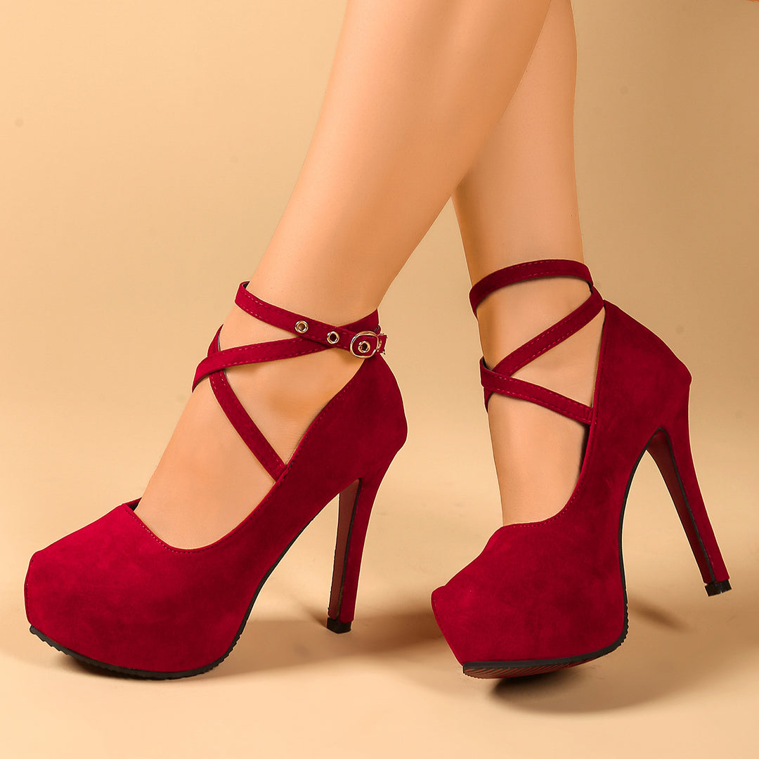 Damen High-Heels mit raffiniertem Riemendesign und geschwungenem Absatz EB
