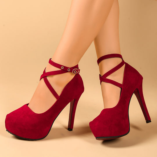 Damen High-Heels mit raffiniertem Riemendesign und geschwungenem Absatz EB