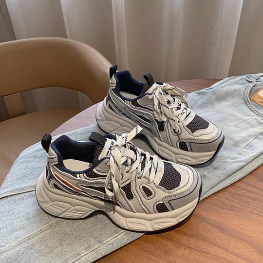 Damen Sportliche Chunky Sneakers mit atmungsaktiver Netzoberfläche EB